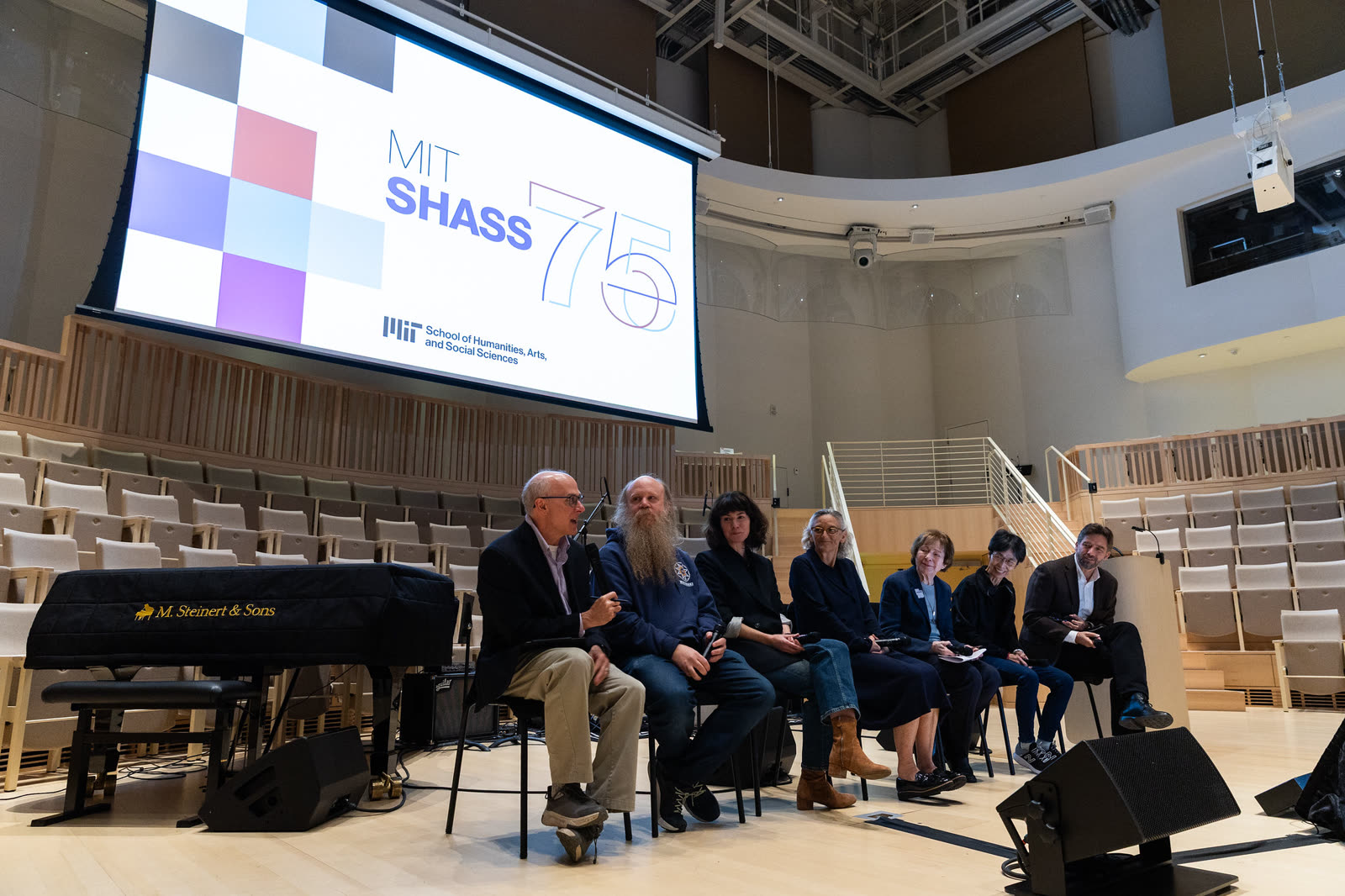 Attendees converse during the MIT Museum portion of the SHASS 75th Anniversary Symposium at MIT.